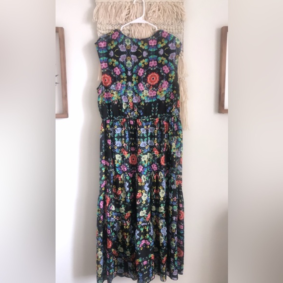 Johnny Was Ella Natania Silk Tiered Floral Tassel Midi Dress XL - Picture 8 of 11